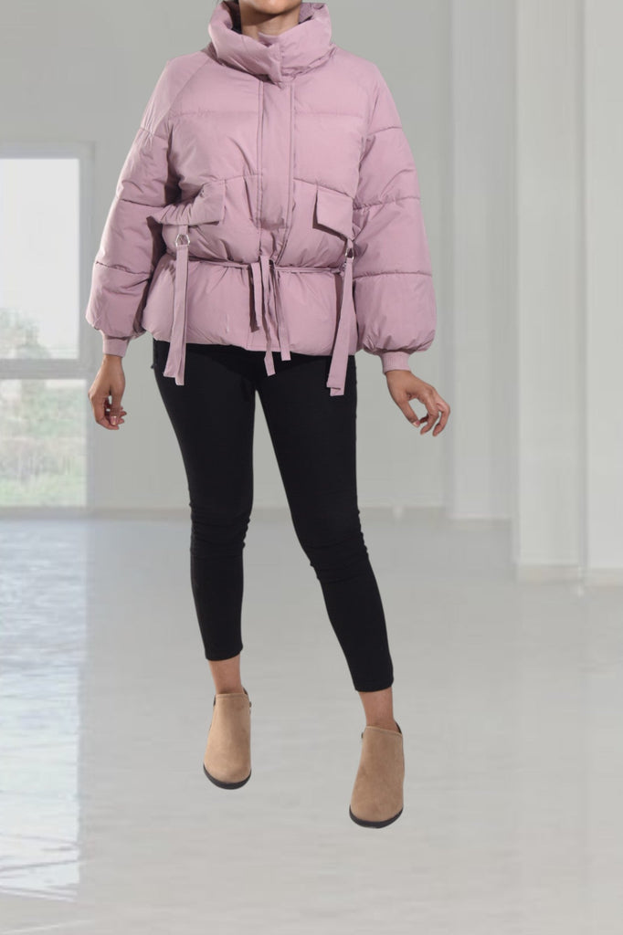 Pink Tie Puffer Jacket - StylePhase SA