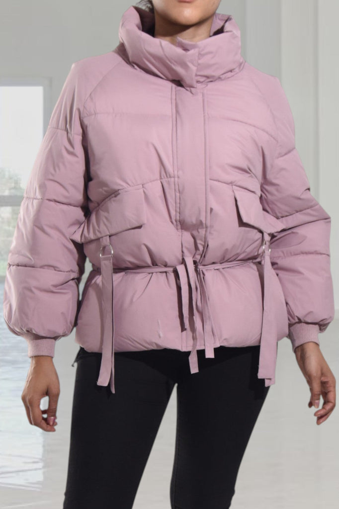 Pink Tie Puffer Jacket - StylePhase SA