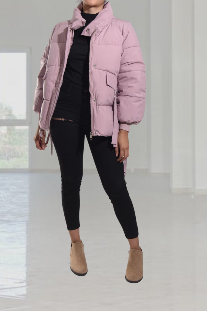 Pink Tie Puffer Jacket - StylePhase SA