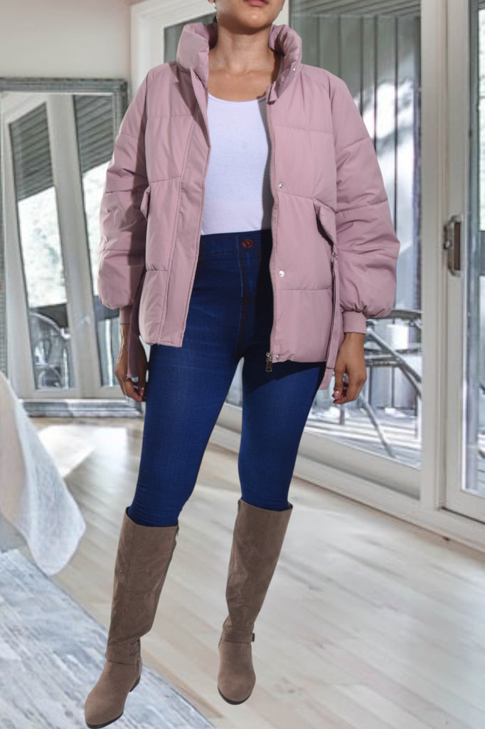 Pink Tie Puffer Jacket - StylePhase SA