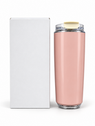 Pink travel bottle with clear flip-top lid and gift box