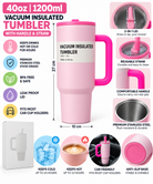 Pink tumbler features and details