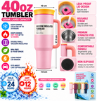 Light pink tumbler features and dimensions