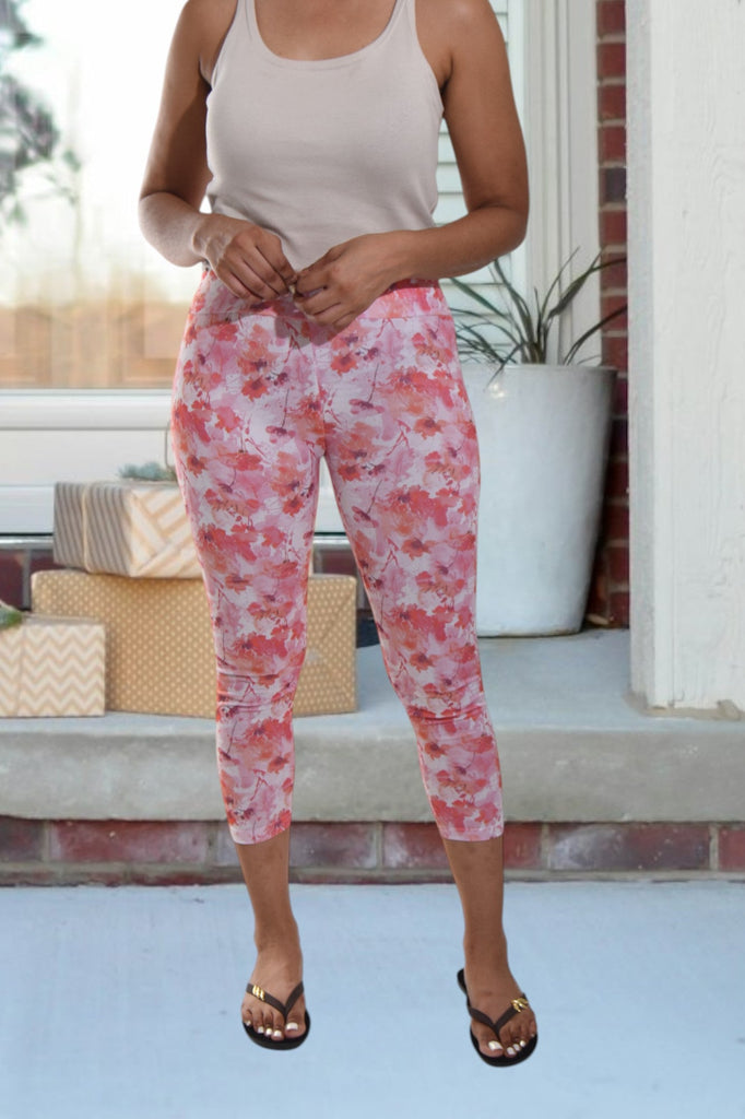 Pink/Orange Floral Printed Tights - StylePhase SA