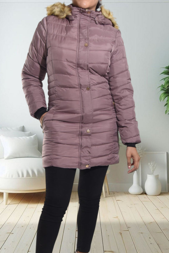 Plum Faux Fur Hoody Jacket - StylePhase SA