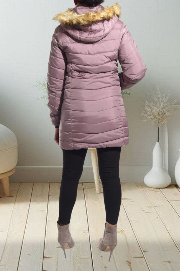 Plum Faux Fur Hoody Jacket - StylePhase SA
