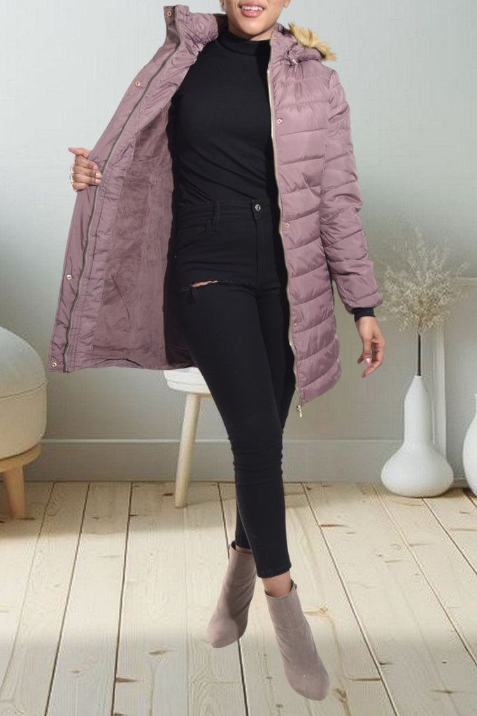 Plum Faux Fur Hoody Jacket - StylePhase SA