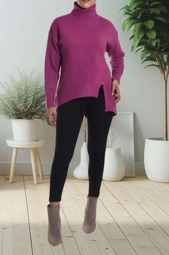 Polo Neck Purple Sweater - StylePhase SA