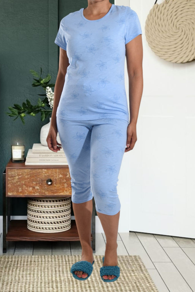 Powder Blue Cotton 3/4 Pj Set - StylePhase SA