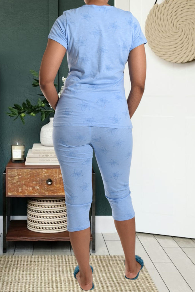 Powder Blue Cotton 3/4 Pj Set - StylePhase SA