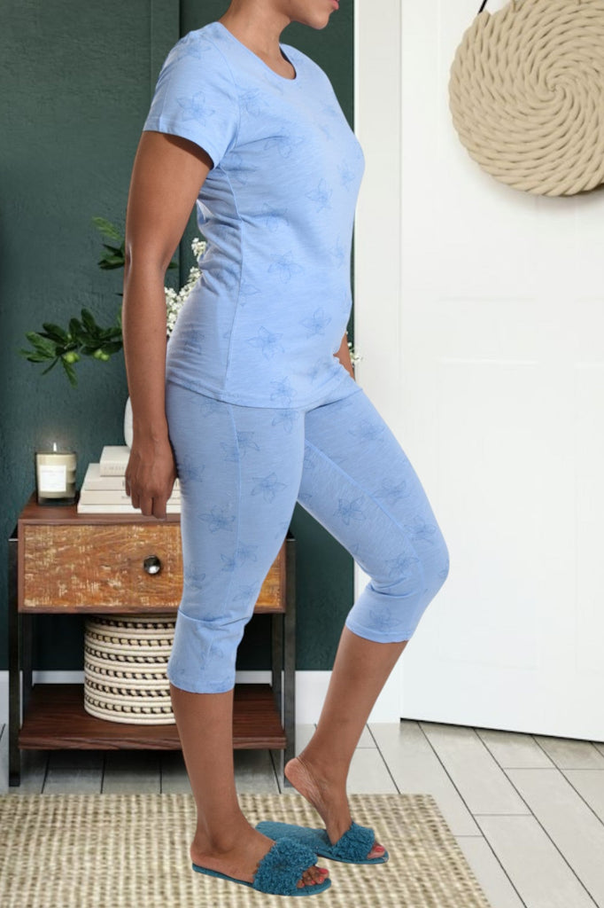 Powder Blue Cotton 3/4 Pj Set - StylePhase SA