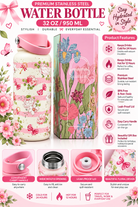 Premium stainless steel 950ml floral water bottle product features