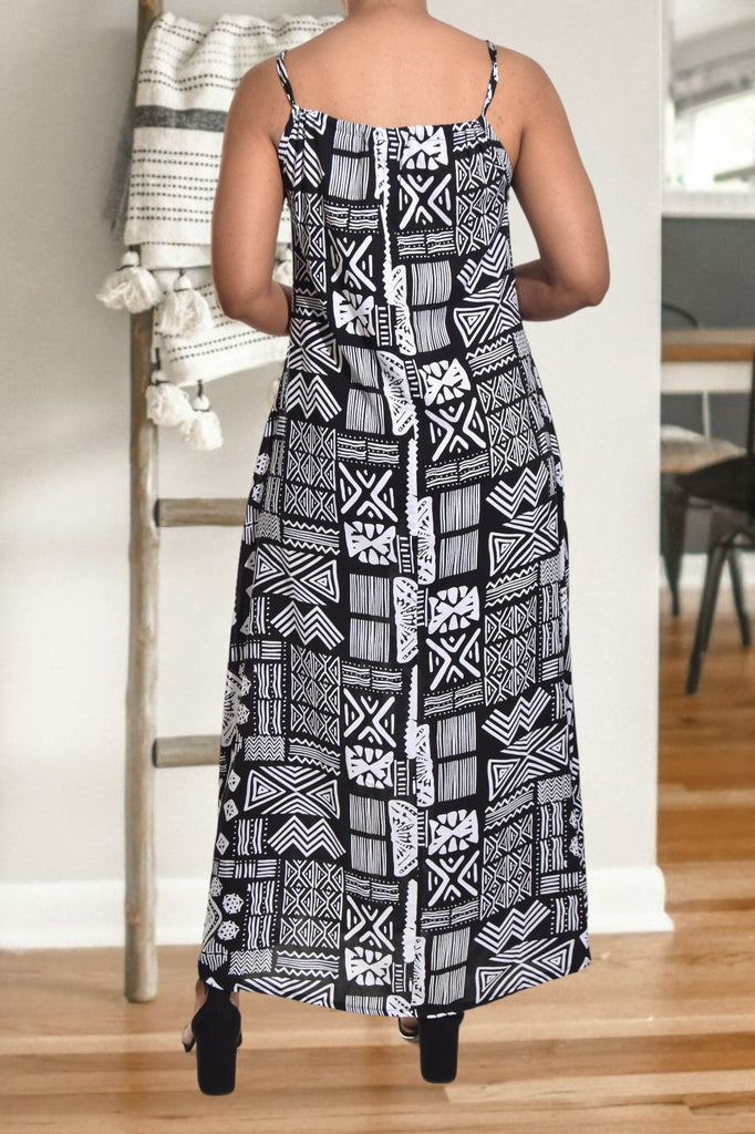 Printed Black Strappy Dress - StylePhase SA