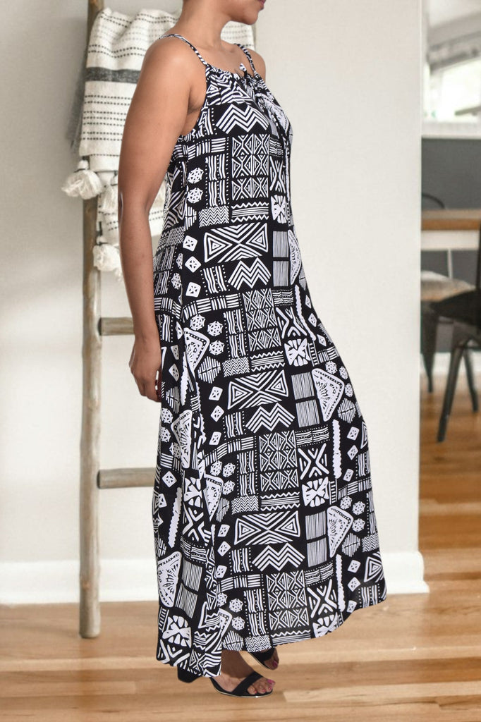 Printed Black Strappy Dress - StylePhase SA