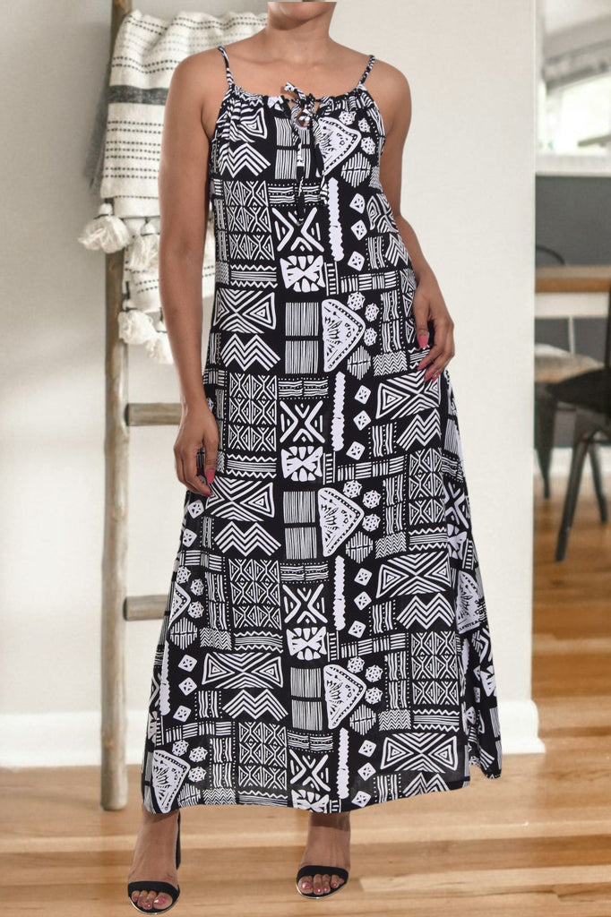 Printed Black Strappy Dress - StylePhase SA