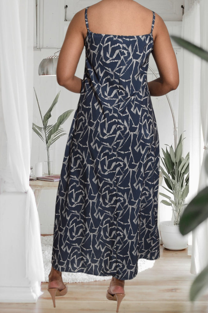 Printed Grey Strappy Maxi Tie Dress - StylePhase SA