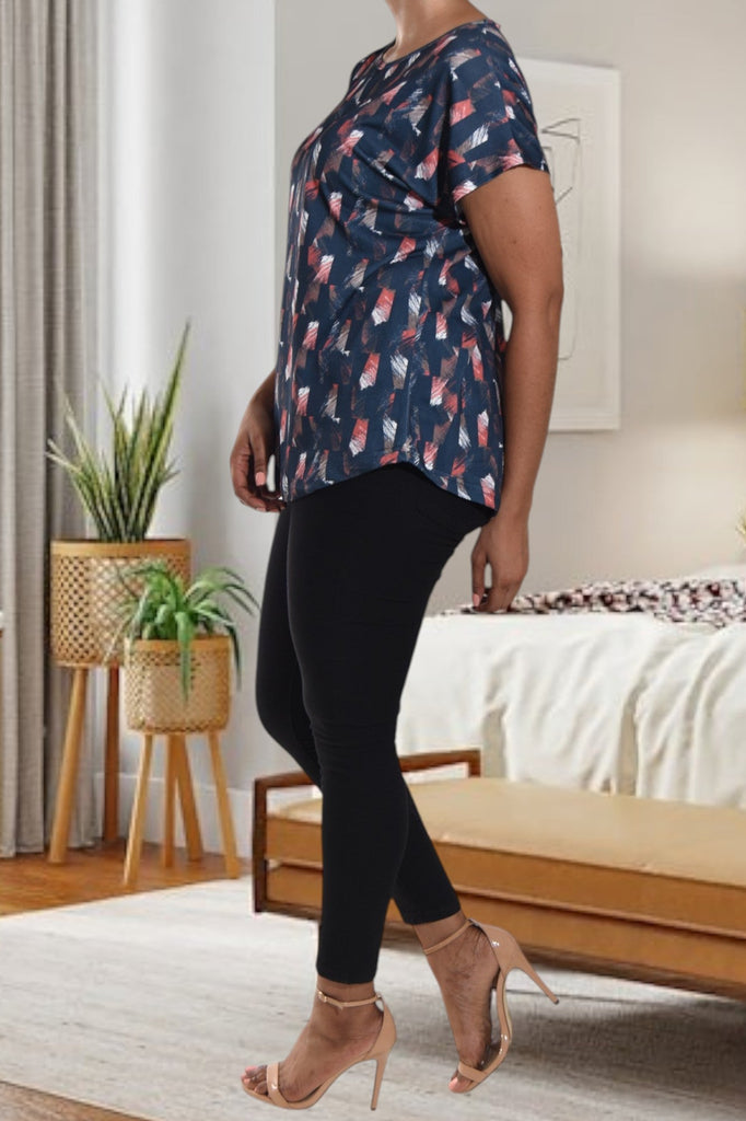 Printed Navy Knit Top - StylePhase SA