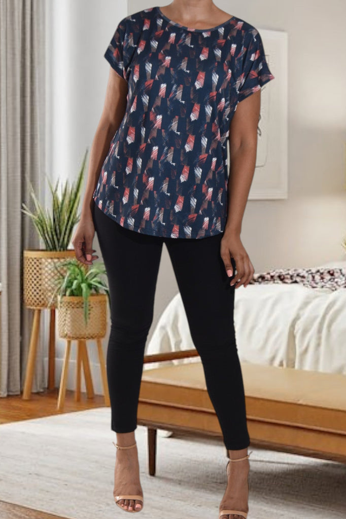 Printed Navy Knit Top - StylePhase SA