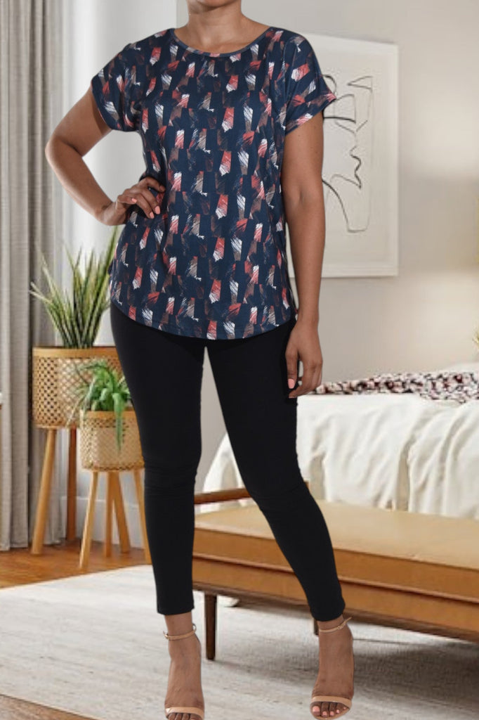 Printed Navy Knit Top - StylePhase SA