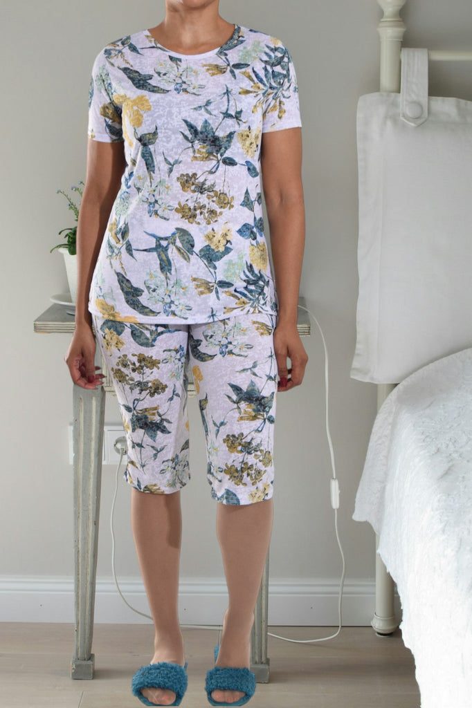 Printed White 3/4 Pyjama Set - StylePhase SA