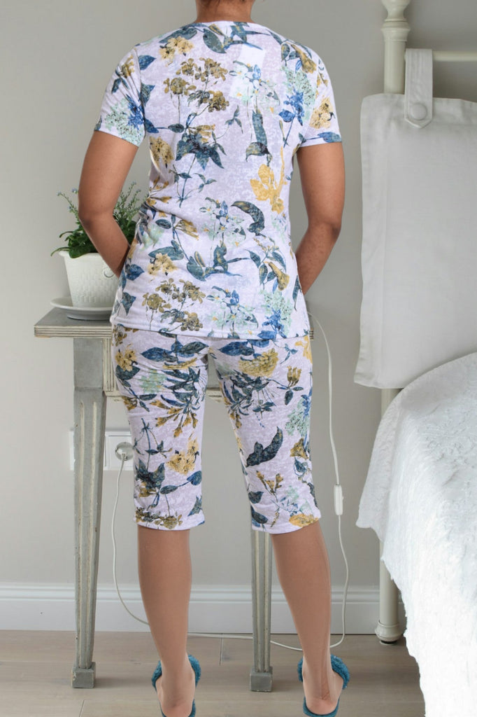 Printed White 3/4 Pyjama Set - StylePhase SA