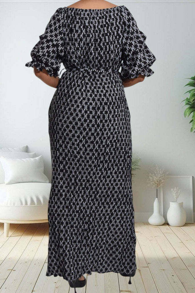 Puff Sleeve Pocket Dress - Black And White - StylePhase SA