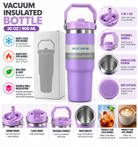 Purple 900ml insulated bottle features and details