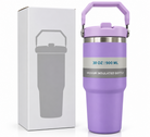 Purple 900ml insulated bottle with packaging