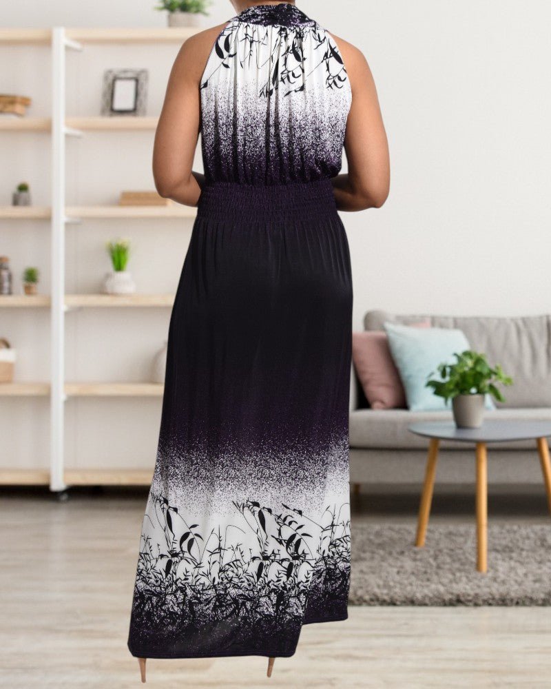 Purple and White V Neck Maxi Dress - StylePhase SA