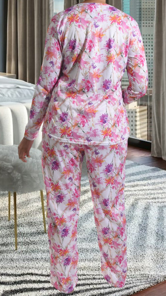 Purple Floral Long Pocket Pj Set - StylePhase SA