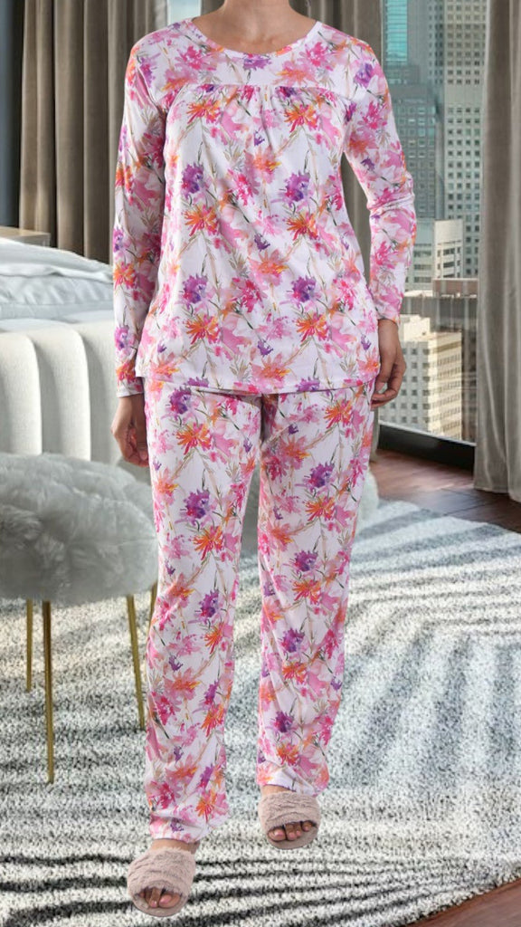 Purple Floral Long Pocket Pj Set - StylePhase SA