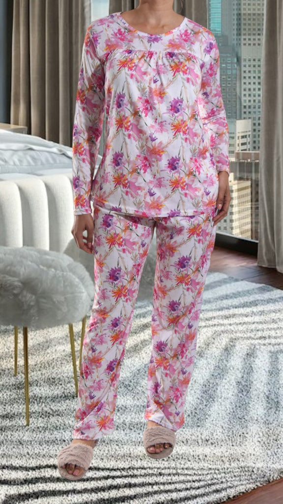 Purple Floral Long Pocket Pj Set - StylePhase SA