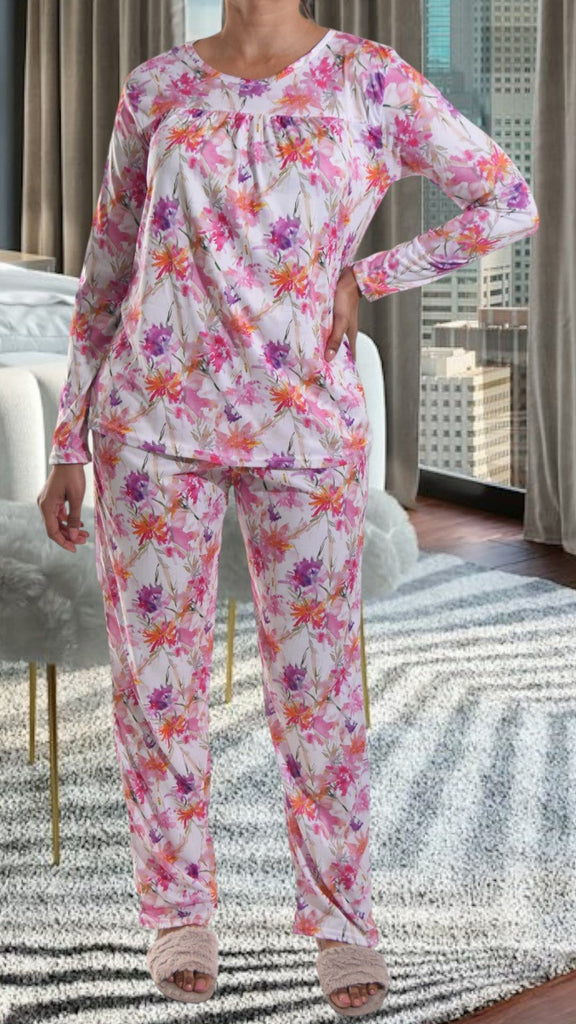 Purple Floral Long Pocket Pj Set - StylePhase SA