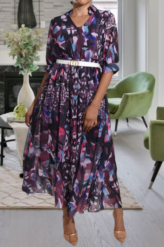 Purple Multi Print Chiffon Dress Belt - StylePhase SA