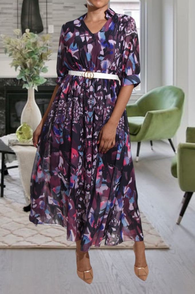 Purple Multi Print Chiffon Dress Belt - StylePhase SA