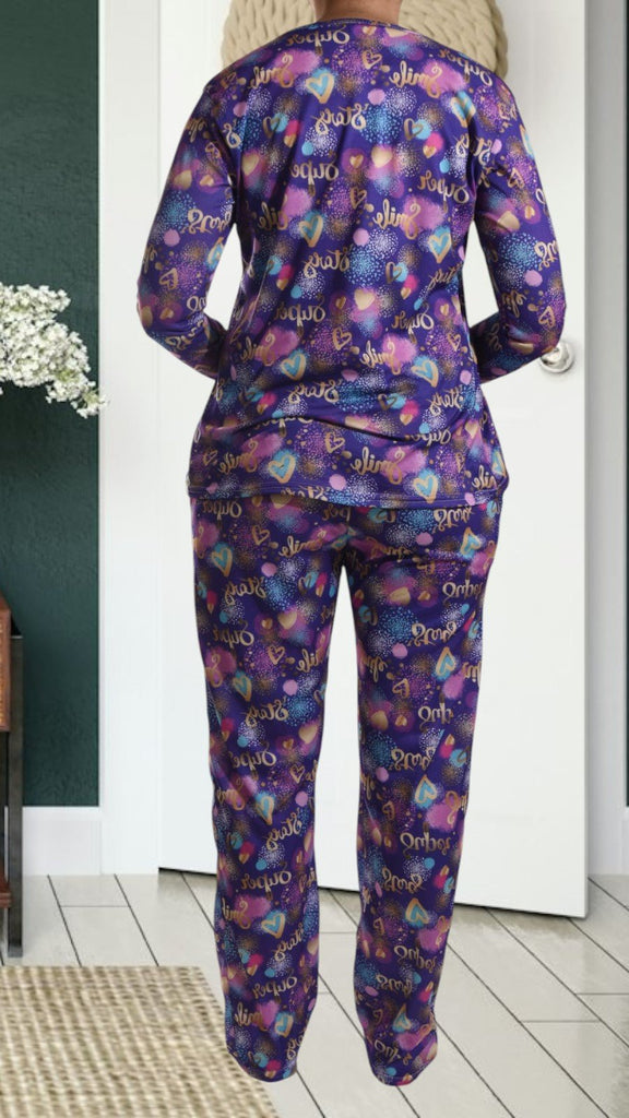 Purple Printed Long Pocket Pj Set - StylePhase SA