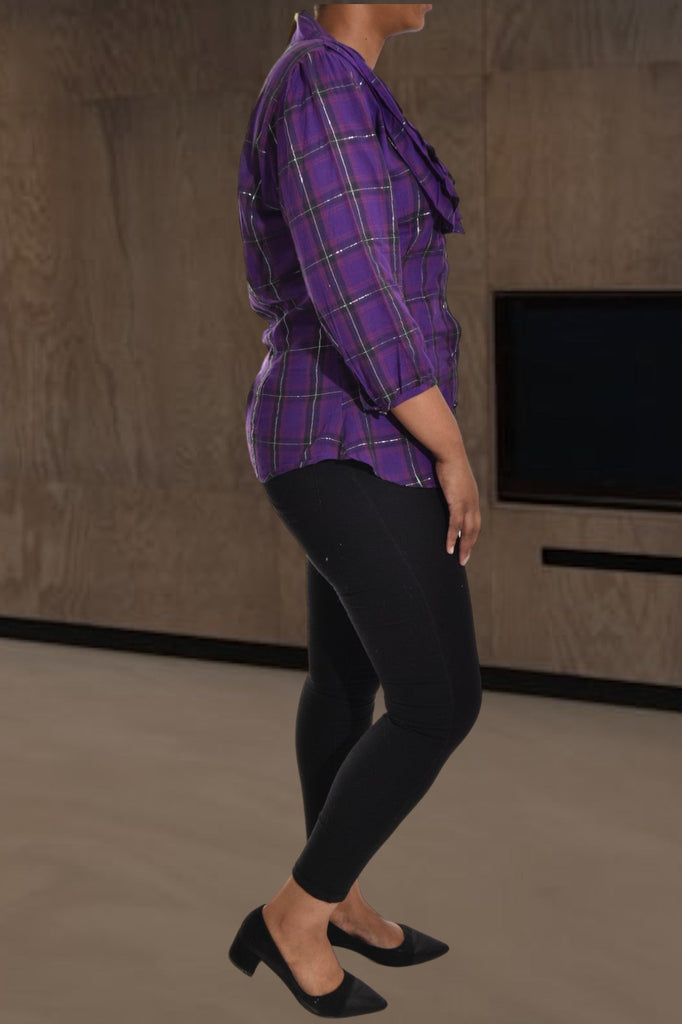 Purple Ruffle Front Shirt - StylePhase SA