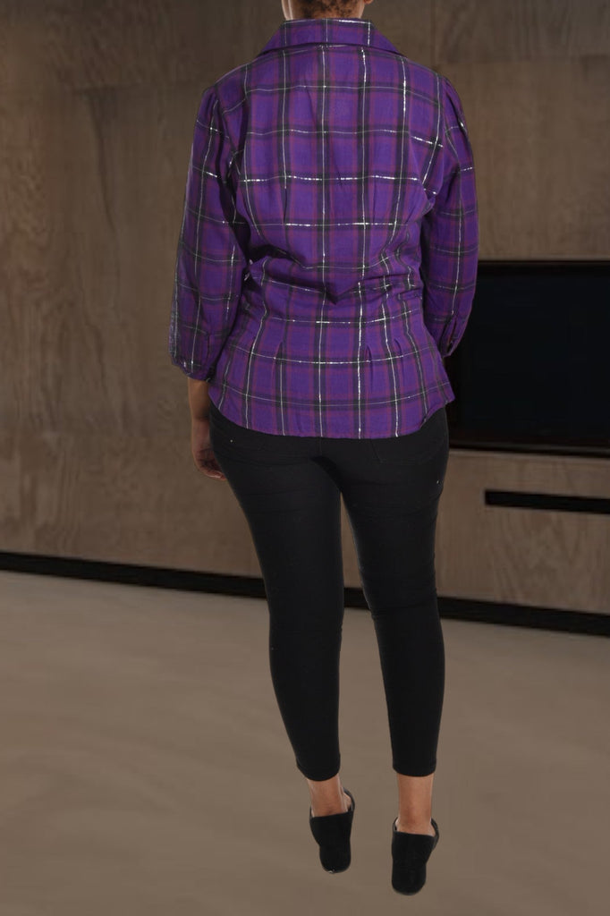 Purple Ruffle Front Shirt - StylePhase SA