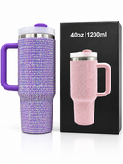 Purple sparkle bling 40 oz vacuum insulated tumbler with gift box
