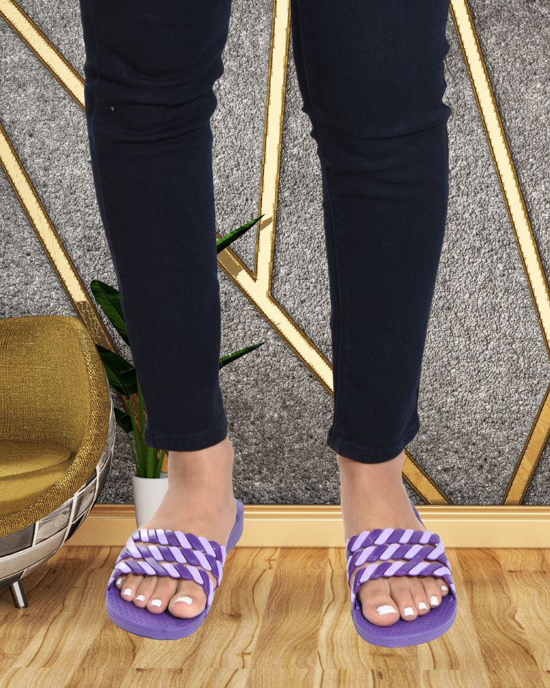 Purple Zebra Striped Slides - StylePhase SA