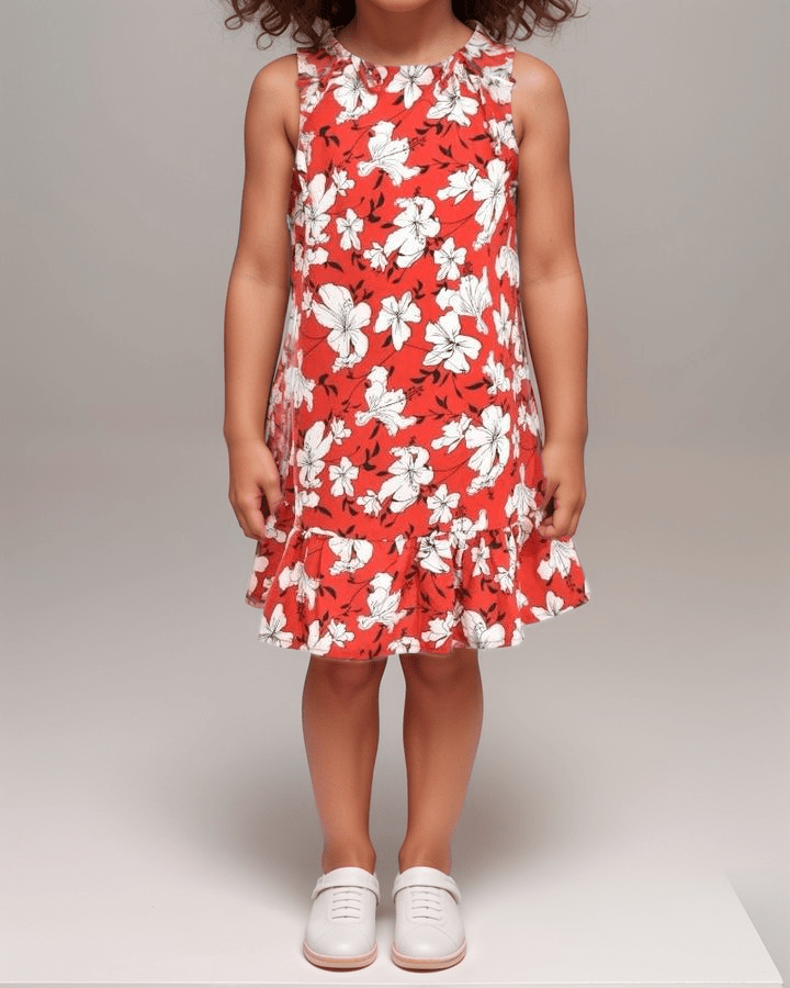 Red And White Girls Tie Dress - StylePhase SA