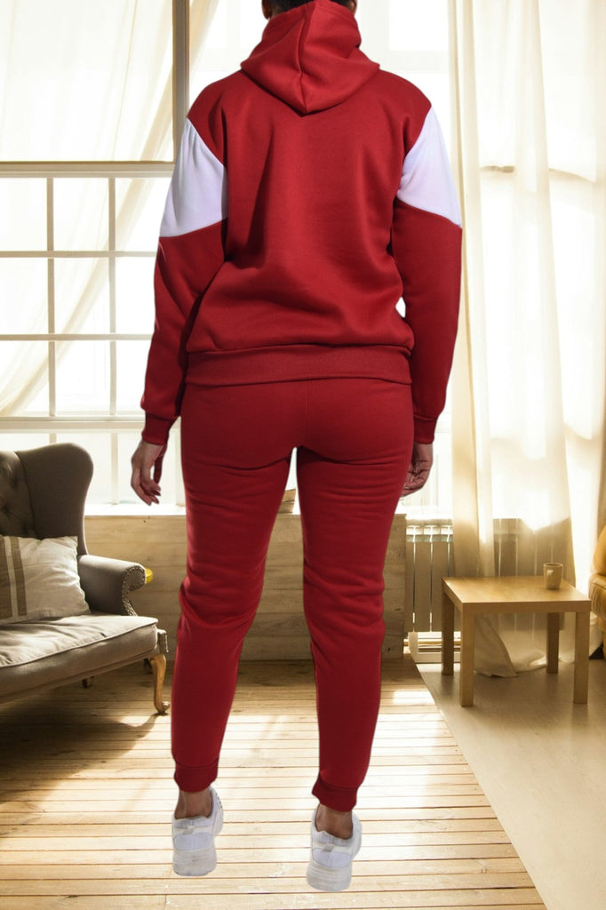 Red Color Block Fleece Tracksuit - StylePhase SA