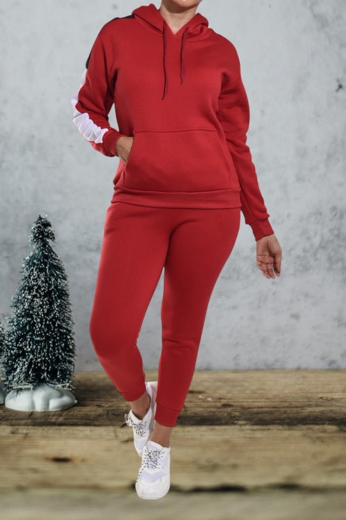 Red Color Block Sleeve Tracksuit - StylePhase SA