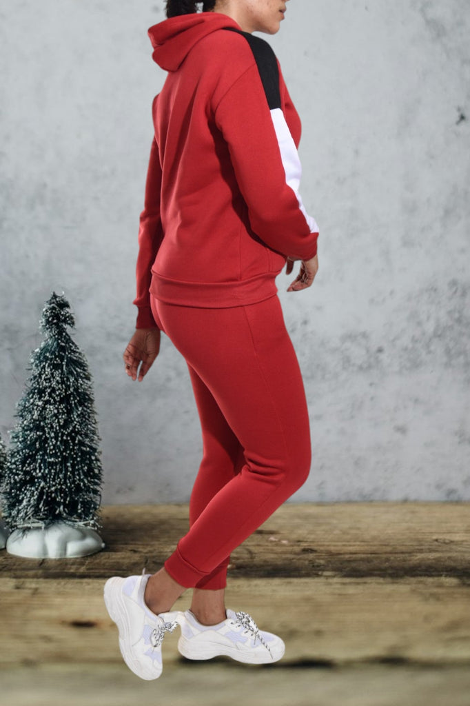 Red Color Block Sleeve Tracksuit - StylePhase SA