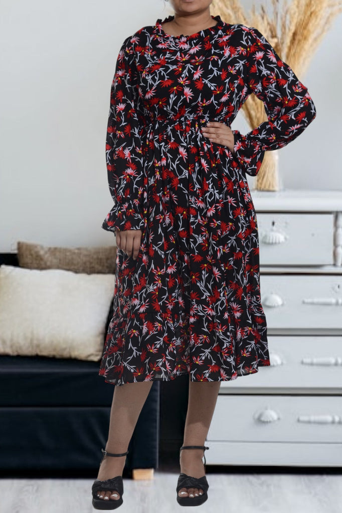 Red Floral Ruffle Dress - StylePhase SA