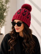 Red Fluffy Faux Fur Pom Beanie - StylePhase SA