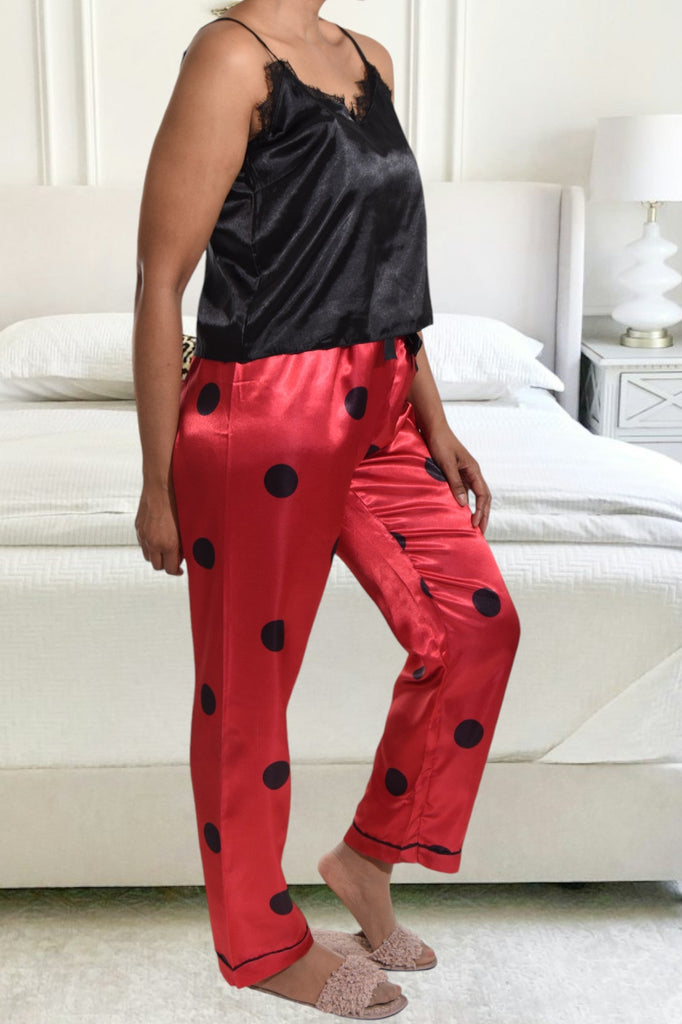 Red Polka Dot Satin Three Piece Set - StylePhase SA