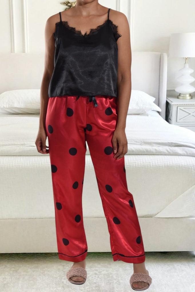 Red Polka Dot Satin Three Piece Set - StylePhase SA