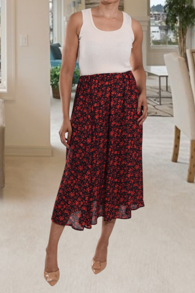 Red Printed Flare Skirt - StylePhase SA