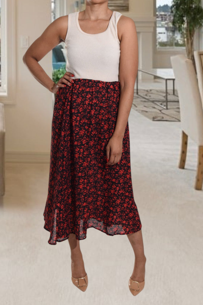 Red Printed Flare Skirt - StylePhase SA